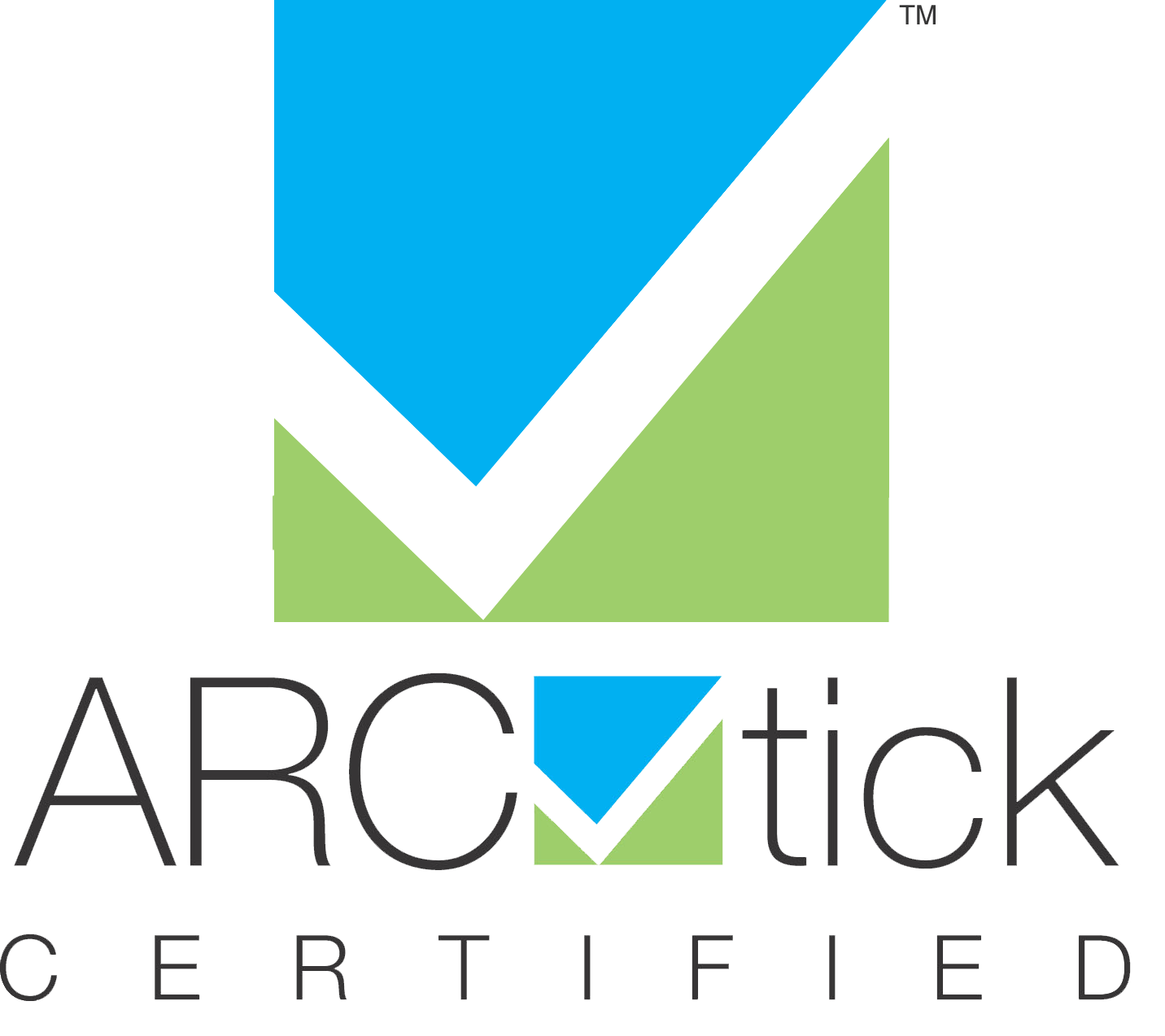 ARC tick certified badge with transparent background